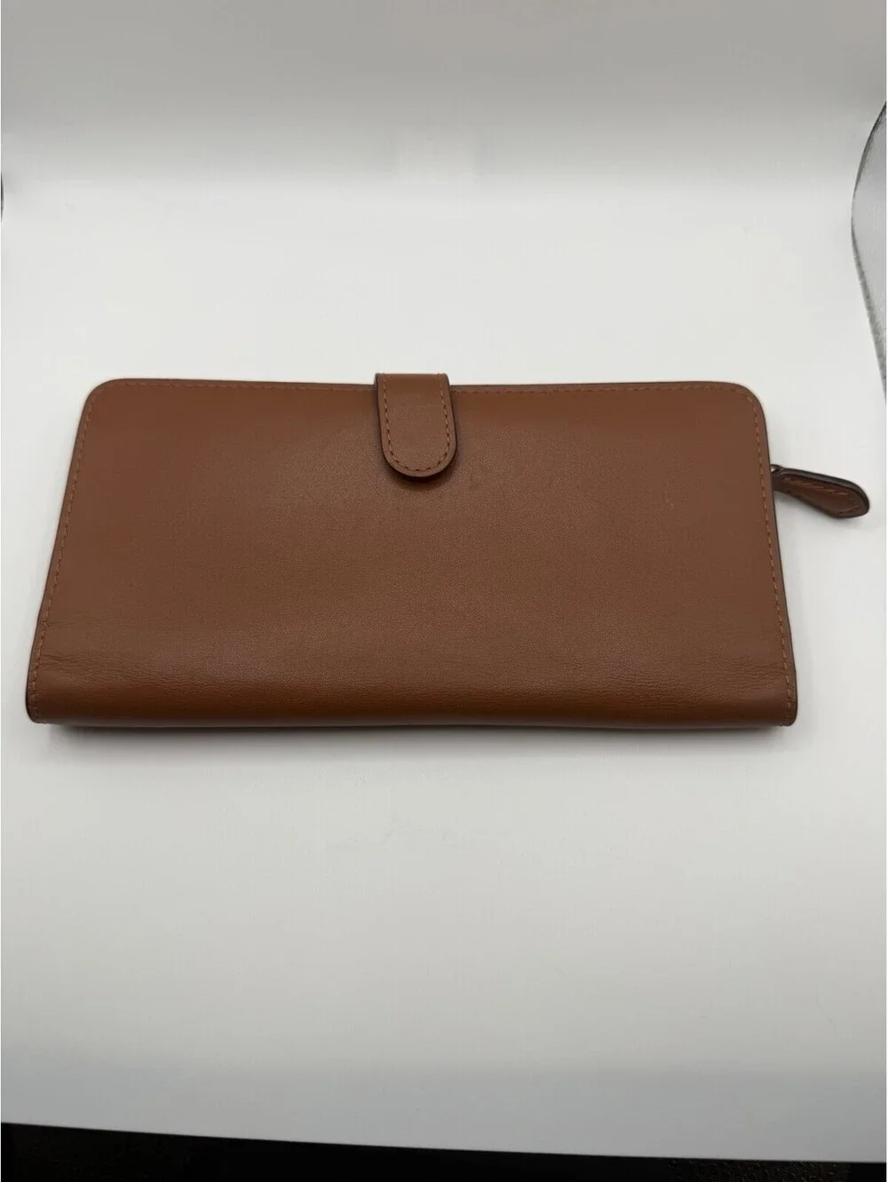 Coach Leather Wallet Brown Leather With Zipper And Gold Logo